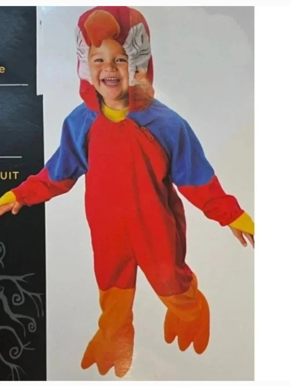 Parrot Bird Halloween Costume 6/12 mths Red 1 Piece Hooded Jumpsuit Unisex Baby